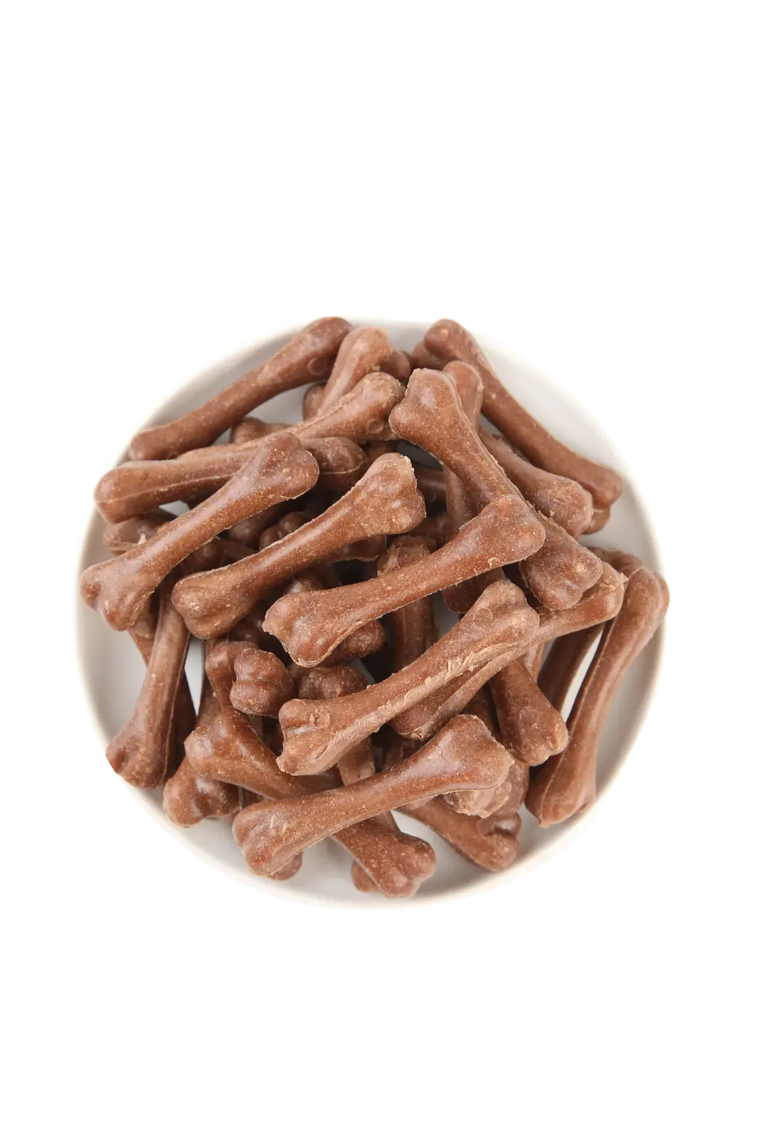 Assorted brown dried meat chew sticks, representative of the pet treats range